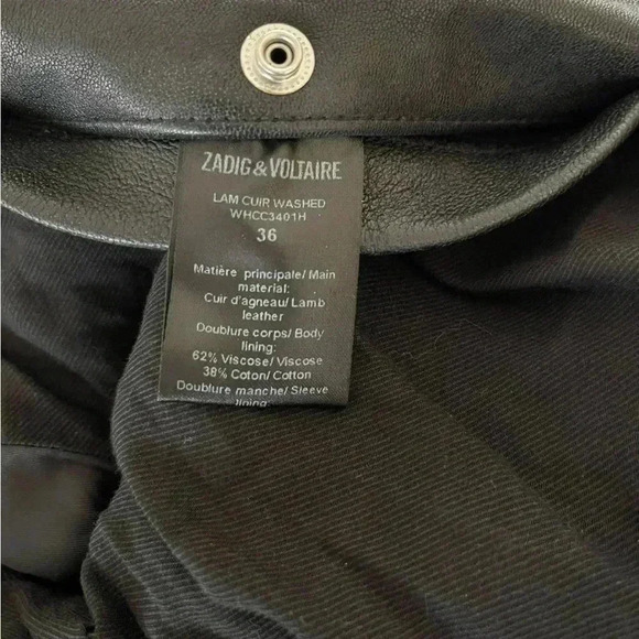 Zadig & Voltaire | Lamb Leather Biker Jacket | Zip or Snap Front | W FR 36 US 4 - Picture 5 of 8